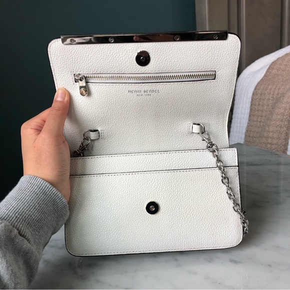 Henri Bendel White Leather Crossbody Handbag with Silver Details - Picture 9 of 15